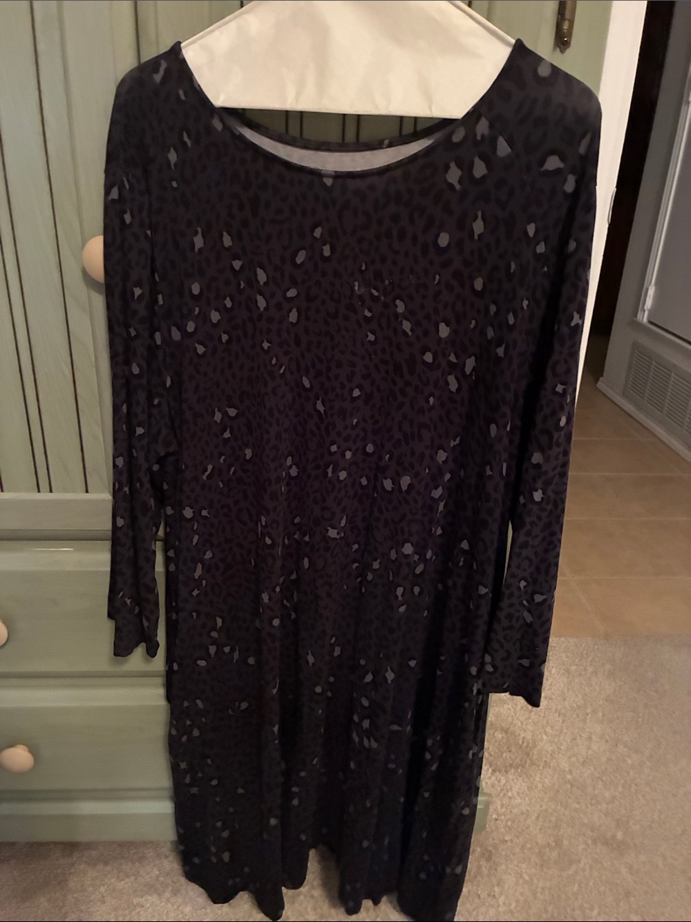 Time and Tru Black Long-Sleeve Leopard Print Dress